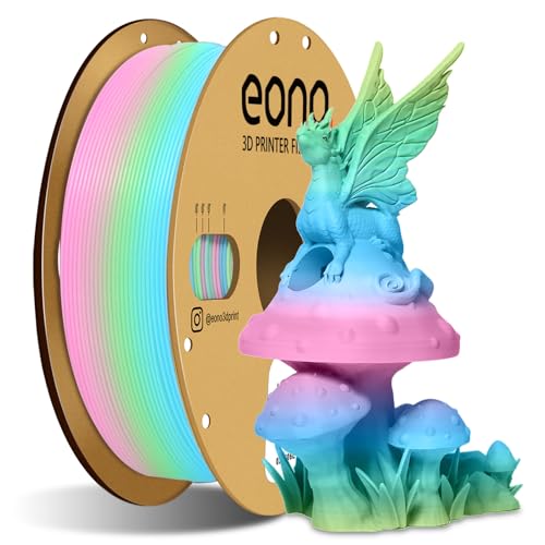 EONO Filamento PLA de arco iris mate, 1,75 mm, para impresora 3D, brillante, filamento de 1,75 PLA 1 kg (2,2 lbs), precisión dimensional +/- 0,03 mm, arco iris mate
