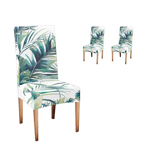 Anneunique Chair Covers for Dining Room,Custom Palm Tree Banana Leaves Comfort Soft Seat Covers Slipcovers (Set of 2)