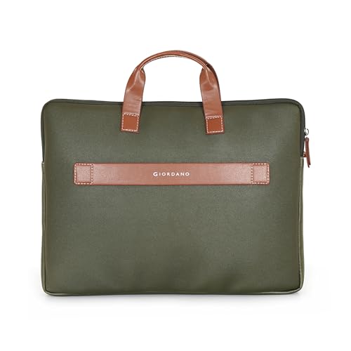 Image of Giordano Unisex 15 Inch Laptop Sleeve PU Bag for Professionals | Premium Leatherette | Water-Resistant & Padded Slim-Fit with Trolley Strap for Men & Women