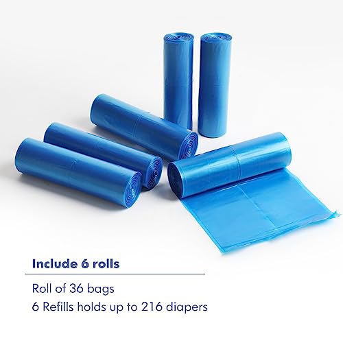 Image of Aroma Room Diaper Pail Refills bag, Leak & Odors Proof Diaper Trash Bags for Newborn Diapers, 216 Count, 6 Rolls (Large Size 6.7 inchx13 inch)