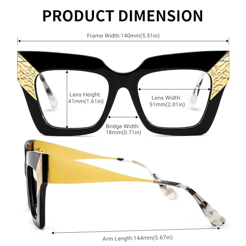 Image of Zeelool Retro Oversized Square Blue Light Blocking Glasses ZJGA652634-03B Black