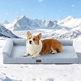 COZY KISS Orthopädisches Hundebett mittelgroße Hunde, Q-MAX>0.4 Kühlendes Hundekorb mit Seiten, Hundesofa mit Abziehbarer Bezug & wasserdichte Innenlage, Weichhe Hundebetten, Blau, XL(107x76x18 cm)