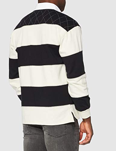 Guinness Rugby Shirt With Brewed In Dublin Crest Badge, Cream And Black Stripes #TOP3