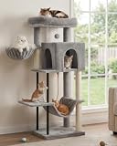 Gitelsnour Cat Tree, Cat Tower for Indoor Cats, 43.3 inch Cat Tree Tower with Sturdy Steel Tube, Cat Hammock, Cat Condo for Small Cats and Kittens, Cat Scratching Post, Light Gray GCT004SW