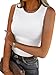 ANRABESS Womens Sleeveless High Neck Tank Tops Fashion Summer Casual Basic Slim Fit Ribbed Racerback Top Shirt Clothes White-M