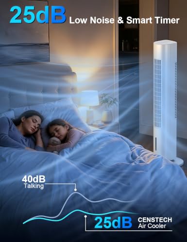 Image of Windowless Air Conditioner, 35 inch Evaporative Air Cooler w / 3 Modes | 3 Speeds, Max 30ft /s, 25ft Remote,Smart Timer, 120Oscillating Covers 450sq.ft,25dB Ultra-Quiet, No Window Needed for Bedroom