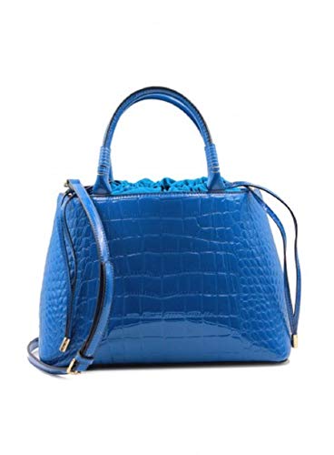 Tom&Eva Sac à main effet crocodile vernis 6701A-BLEU