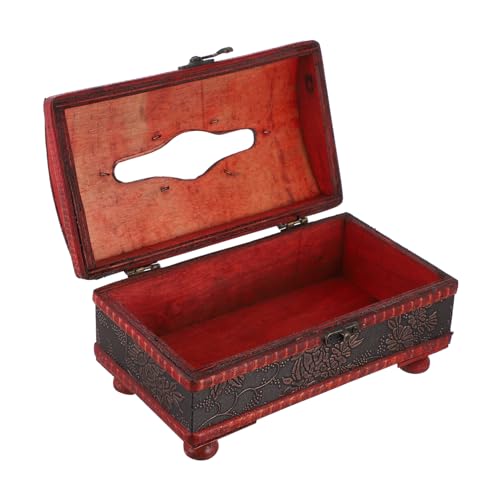 DIKACA Caja de Pañuelos Vintage de Madera con Acabado Artesanal Almacenamiento Resistente para Hogar Oficina y Restaurante Diseño Retro Decorativo con Tapa Elegante