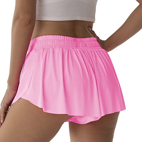 Image of Flowy Athletic Shorts for Women Running Tennis Butterfly Shorts Girls 2-in-1 Double Layer Quick-Drying Comfy Shorts