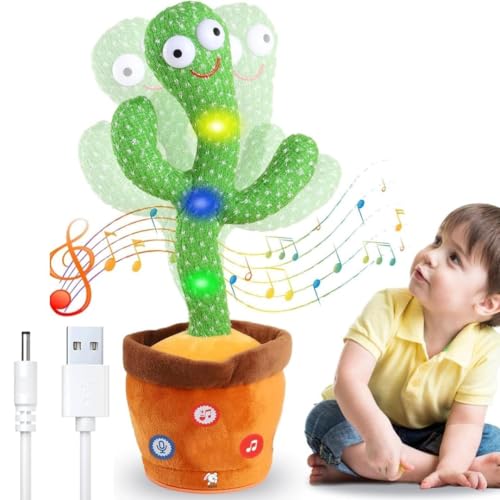 Image of Talking Dancing Cactus Toy for Kids - Singing & Recording Plush Cactus with Repeat Function, LED Lights & Music | Funny Educational Toy for Babies & Toddlers | USB Rechargeable (Multicolor) (Style 5)