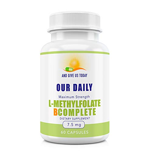 Our Daily Vites L-Methylfolate 7.5 mg + B Complete B1 B2 B3 B5 B6 B7 B8 B9 B12 Choline Essential Active Folate Glycine for Brain, Heart & Fetal Health, 60 Count (2 Month) (7.5 MG)
