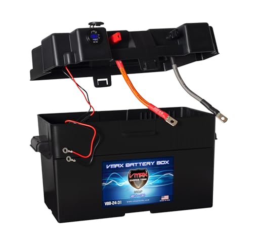 Battery Box Power Center with USB USB-C Voltage Display External Ports for Group 27 and 31 Batteries. Smart Battery Box for Marine Boat Trolling Motor Outdoor Camping RV