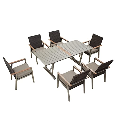 LOKATSE HOME 7 PCS Patio Furniture Dining Set, Outdoor...