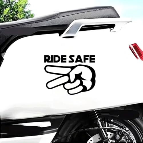 Image of 2PCS Ride Safe 2 Fingers Down Vinyl Decal 5.51 inchx4.31 inch for Motorcycles, Cars, Windows - Biker Respect Design, Waterproof & Durable Car Decal Sticker | #AZ79 (Black)