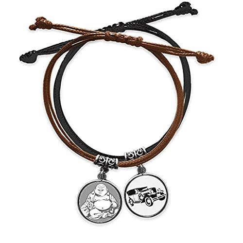Bracelet bouddhisme Maitreya en corde et cuir pour homme