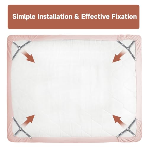 Image of Bed Sheet Straps, Upgrade Fitted Bed Sheet Holders for Corners, Non Slip Sheet Clips Grey 4Pcs