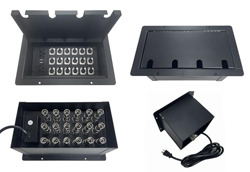 ProSpeakerparts PROCRAFT JUMBO 4 HOLE LID FEED-THRU RECESSED Stage Pocket/Floor Box w/ 1 WIRED AC 18 XLR Female