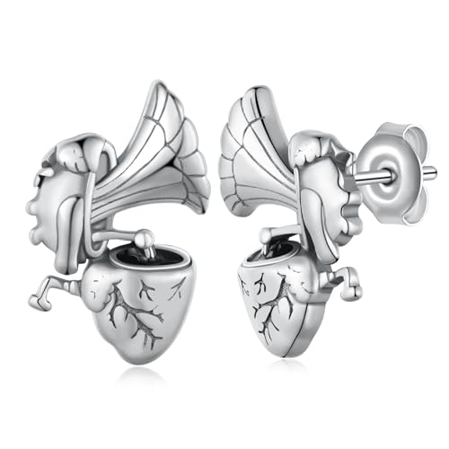 Boucles d'oreilles cœur phonographe argent sterling : cadeau femme