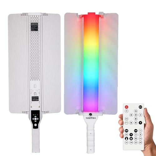 Image of DIGITEK (DSL-25W RGB) Stick Light Portable Handheld RGB LED Light Wand with Barn Door & Remote Control, Color Temp 2700-12000K + RGB, 39 Special Lighting Effects & Carry Bag