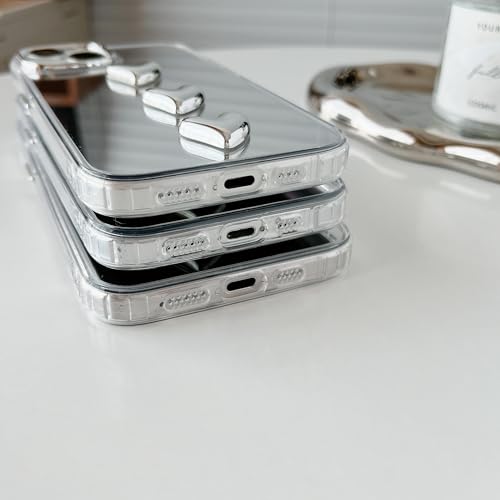 Coque miroir iPhone 13 transparent argent antichoc 3 cœurs - 6