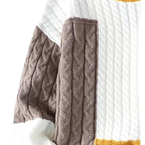 Mens Colorblock Cable Knitted Patchwork Knit Wool Sweaters for Men Vintage Sweater Striped Pullover Sweater3