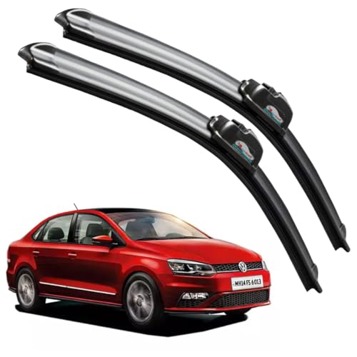 Image of Frameless Rubber Car Wiper Blades Set of 2 Compatible with (VENT0 (Model : 2014-2019) (D-24,P-16))