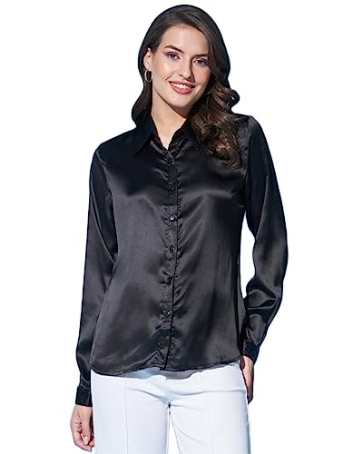 Image of FUNDAY FASHION Women's Solid Regular Fit Satin Shirt