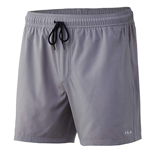 HUK Men s Standard Volley 5.5  Elastic Waist Quick-Dry Swim Shorts, Sharkskin, Large