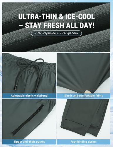 Image of Venzina Men's Quick-Dry 4-Way Stretch Joggers Tapered Fitness Pants with Ankle Cuff for Workout, Gym, Running &Casual Wear