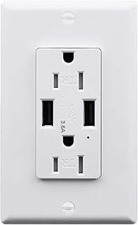 KCMYTONER 100PK 3.6A Dual USB Wall Outlet, Duplex Receptacle 15 Amp Tamper Resistant Outlet with LED Indicator, Child Proof Safety, UL Listed with Wall Plate, White