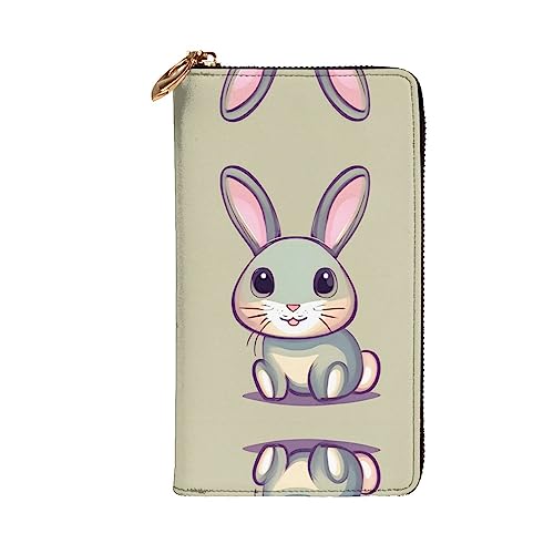 Leather Wallet 7.48 x 4.13 in - Stylish and Durable Wallet for Women with Multiple Compartments and Zipper Design Cute little bunny Prints2