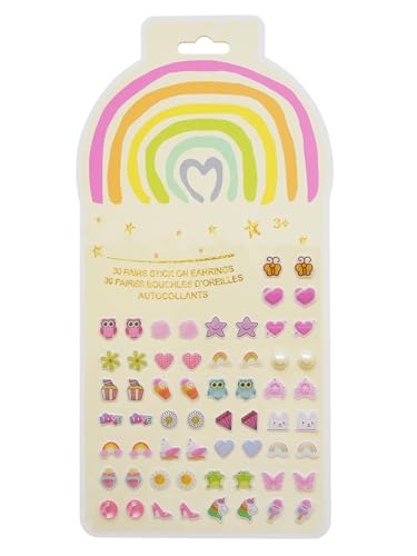 Image of Stick On Earrings - Girls 3D Unicorn Sticker Earrings Self-Adhesive Glitter Craft Gem Stickers Easter Stick on Earring(Rainbow)