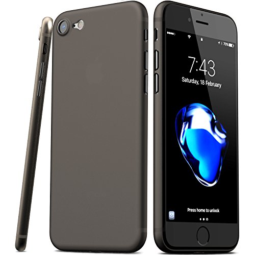 TOZO para iPhone 7 iPhone 8 Funda [0.35mm] Ultrafino [ Ajuste perfecto ] World's más delgado Hard Protect Funda Back Cubrir Bumper [ Semi-transparent ] Ligero 4.7 inch [Matte Moca negro]