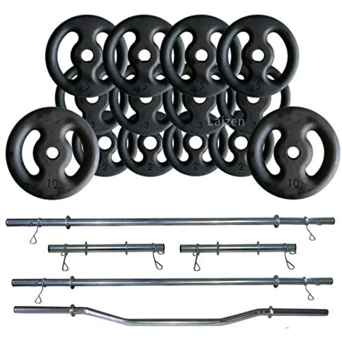 Kit Anilhas 60kg + 2 Barras 40cm + Barra 160 + Barra 120 + W