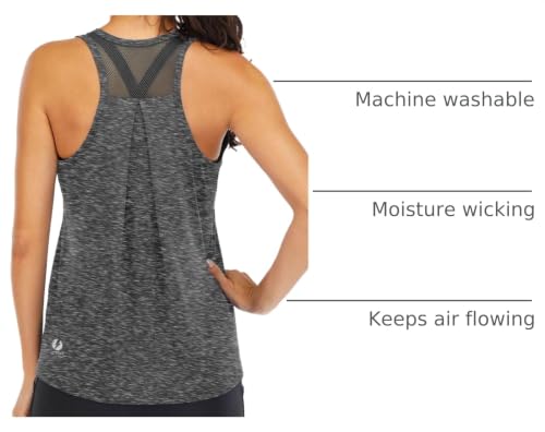 Image of ICTIVE Workout Tops for Women Loose Fit Racerback Mesh Backless Muscle Tank Running Shirts