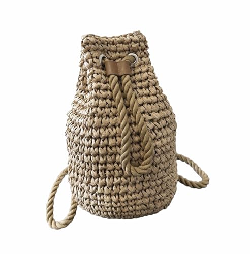 happy california Straw Woven Drawstring Bucket...