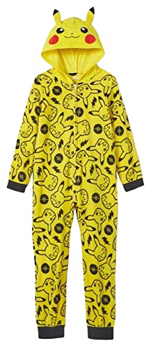 Pokemon Pikachu - Pijama de una pieza para niño, Amarillo, 12-14