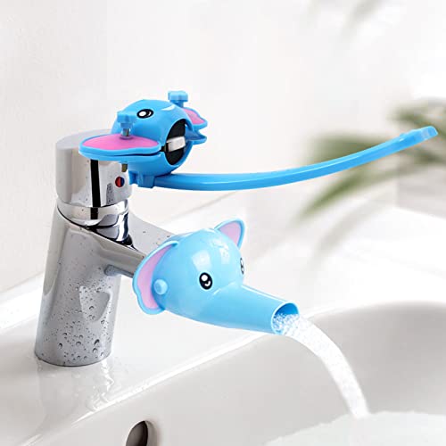 Image of Faucet Handle Extender Set, Childrens Faucet Extender Sink Extender Tap Handle and Nozzle Extender Faucet Handle Extender for Toddlers Faucet Animals Extender for Children(2 PCS,Blue)