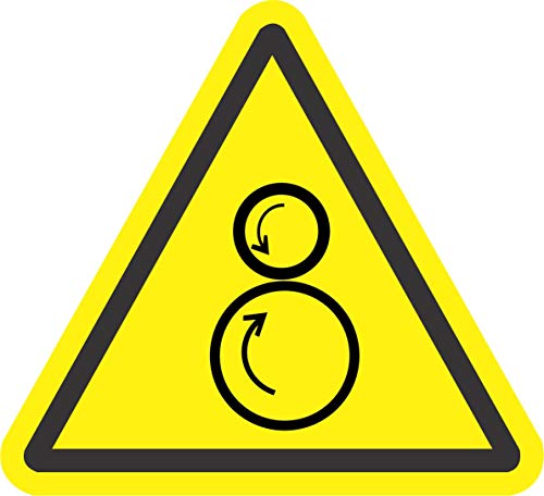 Etiqueta - Seguridad - Advertencia - ISO Safety Label Sign - International Warning counter rotating rollers Symbol - Self adhesive sticker 100mm Diámetro - oficina, empresa, escuela, hotel