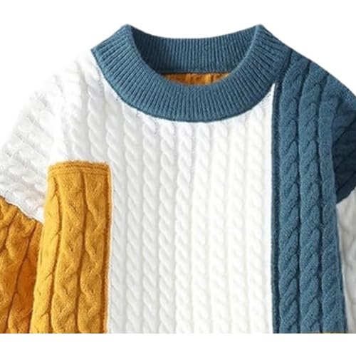 Men's Cable Knit Patchwork Pullover Lightweight Casual Knitted Pullover Chunky Winter Twisted Thermal Sweaters2