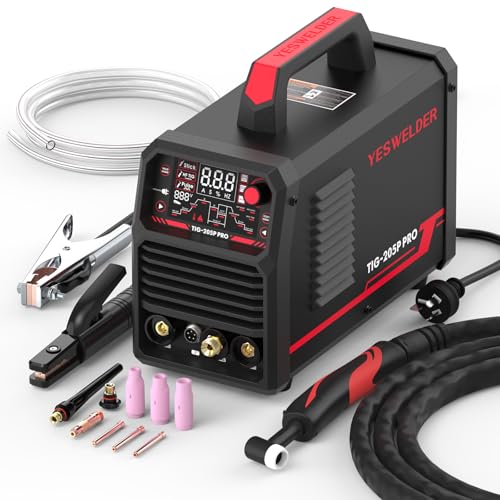 YESWELDER TIG Welder With Pulse 200Amp Large LED Display, STICK/DC TIG/PULSE TIG 3 In 1, 240V TIG Welding Machine