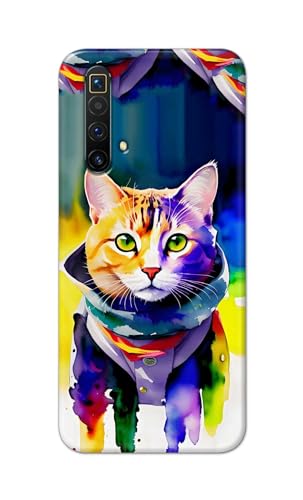 Image of Printed Hard Back Cover for Realme X3 | X3 SuperZoom Back Cover (Coloured Cat) -190724(EA)