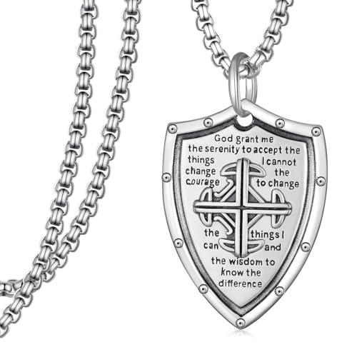 Serenity Prayer Cross Necklace 925 Sterling Silver Cross Necklace Serenity Prayer Jewelry Gifts for Men Women