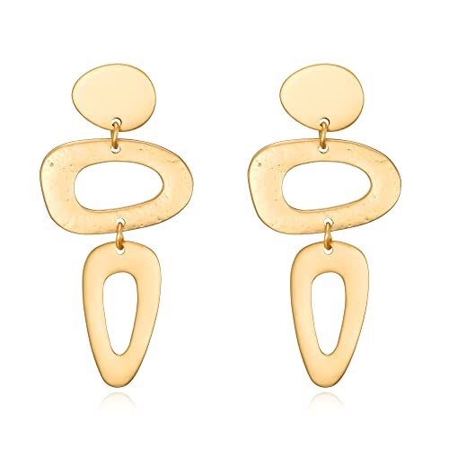 Matte Gold Dangle Earrings for Women Big Drop Earrings Long Geometric Statement Earrings for Women