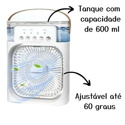 Ventilador Portátil de Mesa Mini Ar Condicionado Umidificador Climatizador Pode Colocar Gelo Luz Led