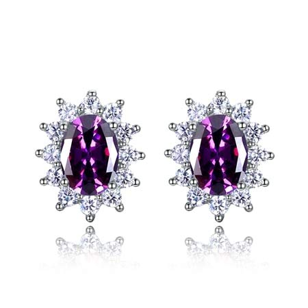LSLYTQ Women Stud Earrings With Aaaaa Royal Blue Green Light Blue Spinel Zircon Oval 925 Snowflake Earring