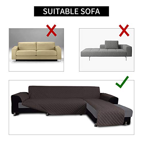 Image of Easy-Going Sofa Slipcover L Shape Sofa Cover Sectional Couch Cover Chaise Lounge Cover Reversible Sofa Cover Furniture Protector Cover for Pets Kids Children Dog Cat (X-Large, Chocolate /Chocolate), Machine Washable