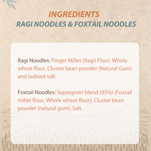 Image of Wisdom Roots Ragi & Foxtail Millet Noodles Combo Pack, 384g each |Tastemaker Inside | No Maida, MSG or Refined Oil|Rich in Calcium, Protein & Fiber|Healthy Instant Noodles