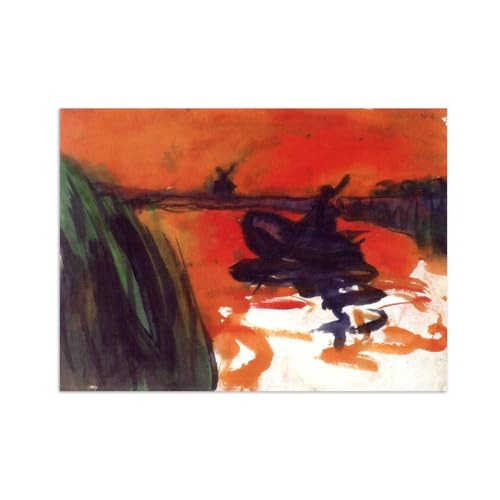 Tableau d'art affiche reproduction paysage abstrait lac grand format toile décoration murale salon