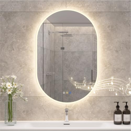 S'bagno 24x36 Oval LED Bathroom Mirror with...